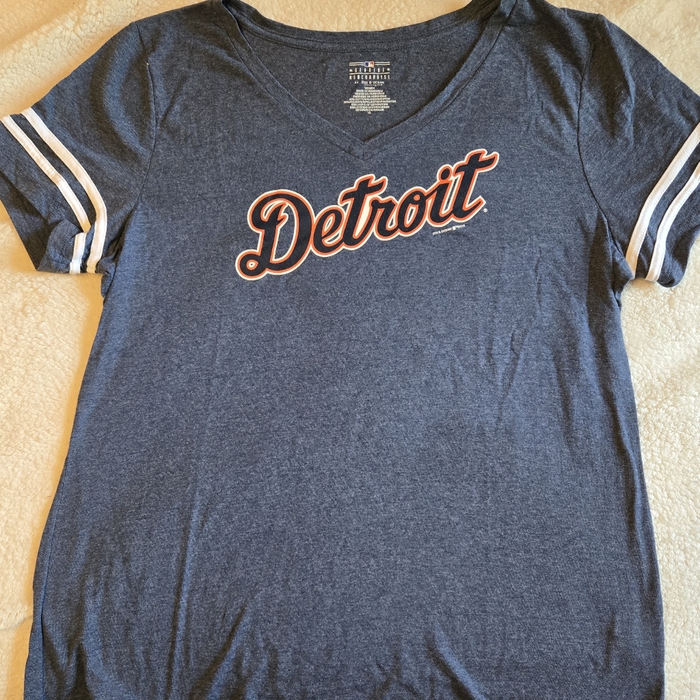 Blue Detroit Tigers V neck Tee